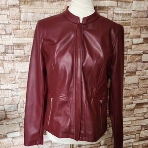 Philosophy Women's Burgundy  Faux Leather Jacket